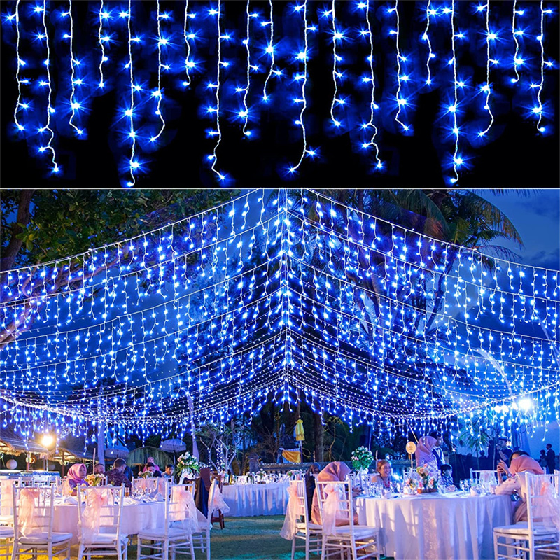 Luces Led de cascada para decoración de exteriores, cadena de luces de Navidad, caída de 5M, 0,4-0,6 m, para , jardín, aleros: RGB / O
