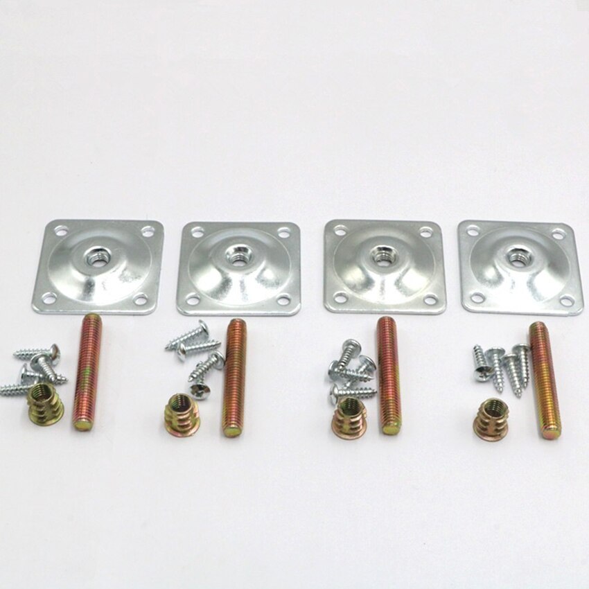 Leg Mounting Plates, Furniture Leg Attachment Plates T-Plate Sofa Legs with Hanger Bolts for Furniture Sofas Couches Seats