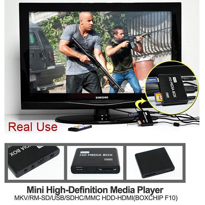 FULL HD 1080P Mini Media Player Center H.264 HDD Multimedia Video Player Media BOX with HD-MI/VGA/AV USB/SD/MMC for TV/Monitor