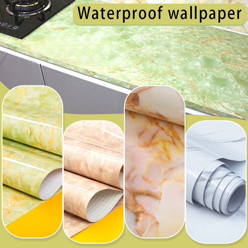Newly Marble Texture Self-adhesive Waterproof Wall Paper Kitchen Countertops Backsplash Stickers CLA88