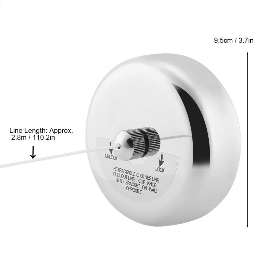 2.8m Stainless Steel Clothesline Retractable Clothes Line Dryer Indoor Outdoor Laundry Single Clothesline Clothes Drying Line