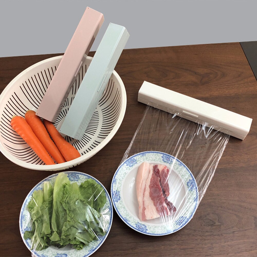 Kunststoff Lebensmittel wickeln Cutter Spender wickeln Spender Küche Haftenden Konservierungs Film Cutter Lagerung Werkzeug Küche Zubehör