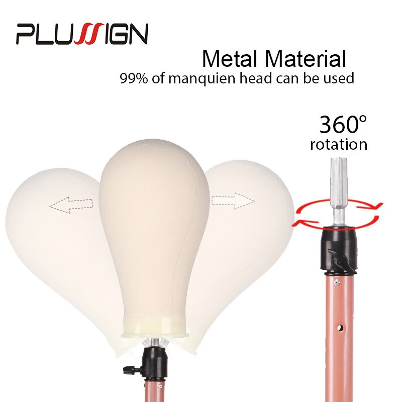 Plussign-trípode ajustable para cabeza de maniquí, cabeza de Peluca de poliestireno blanco con trípode, Kit de fabricación de peluca, cabeza de maniquí, cabeza de lona