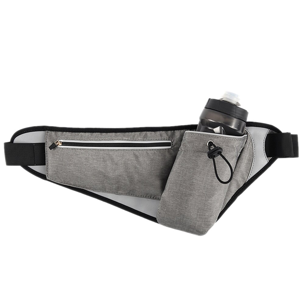 AA Fashionable Sports Bottle Adjustable Belt Bag Double Storage Waterproof Cell Phone Pockets Running Belt Bag for Men and Women: Gray