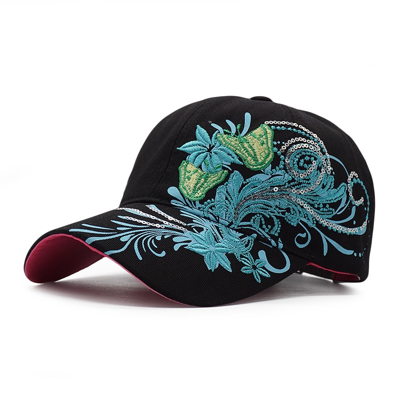Kvinder sommerfugl baseball kasket broderi blomst snapback hat kvindelige piger sommer afslappet brev sol baseball hat ben