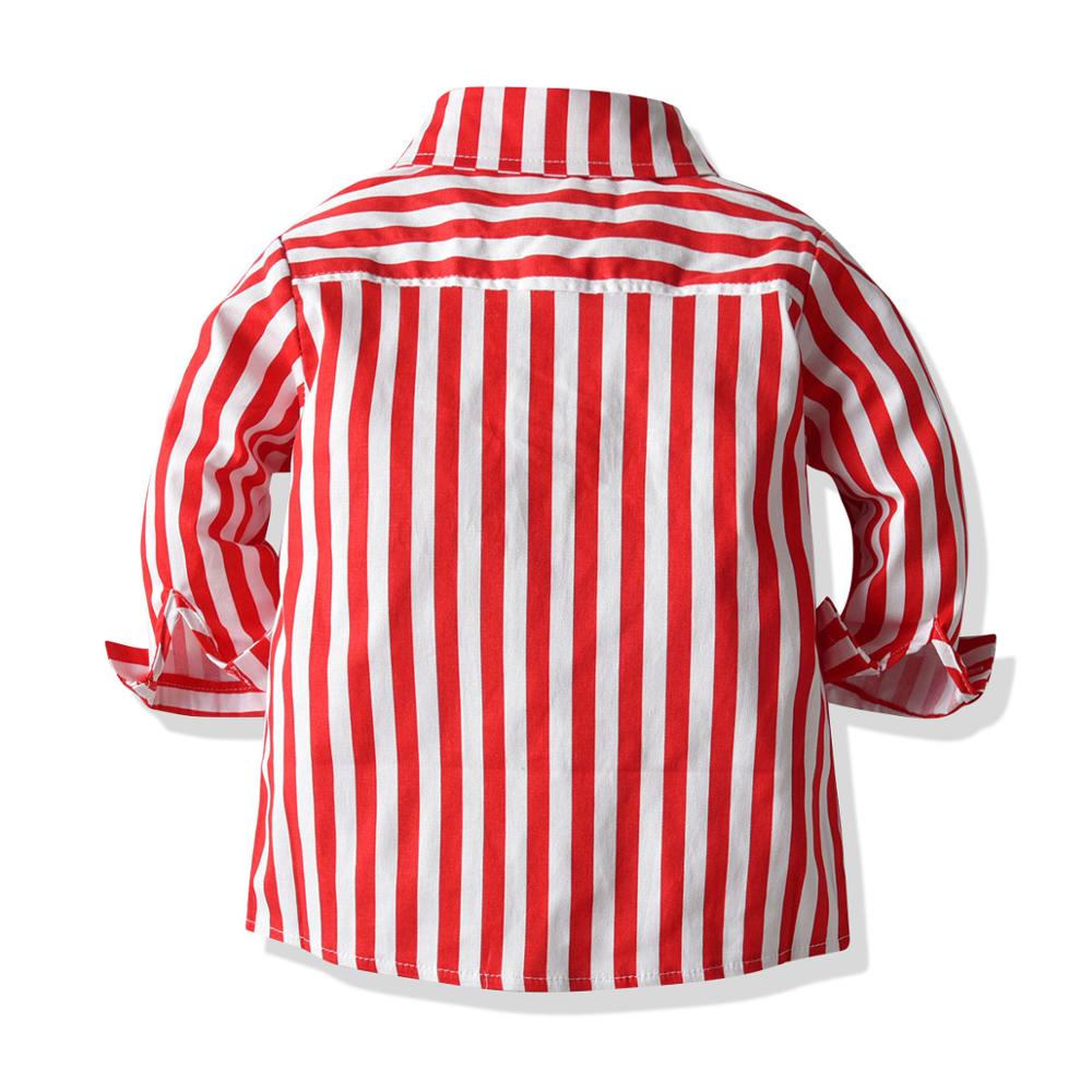 Festiwal chłopcy oficjalne garnitury dziecięce ślubne zestawy imprezowe dżentelmen koszule w paski + spodnie na szelkach stroje ubranie dla dzieci