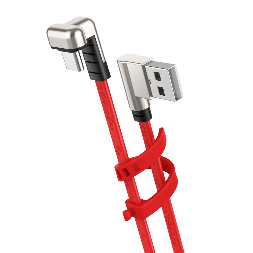 USB C Cable 180 Degree Pattern Type C Charge Cable Mobile Phone Data Cable: Red / 1.2m