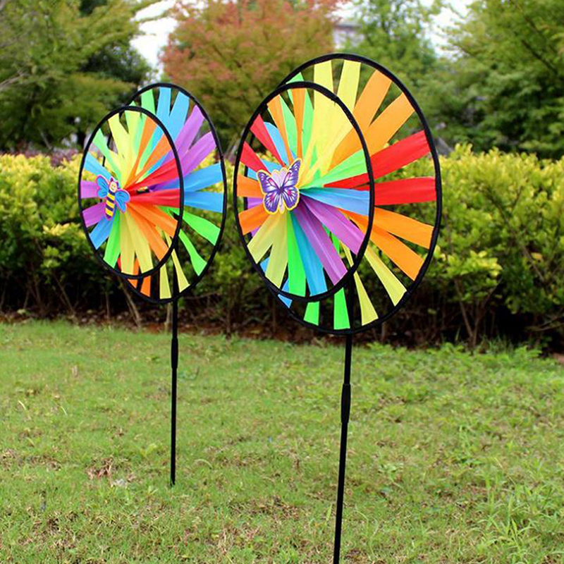 Molino de poliéster colorido para niños, actividades al aire libre y decoración de jardín, molino de viento de juguete para niños