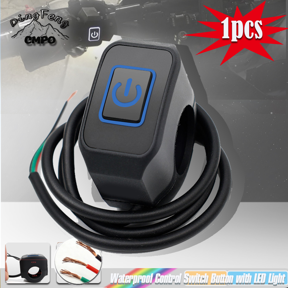 1/2 pièces interrupteur de guidon de moto avec bouton momentané de lumière LED pour électrique Star Kill bouton de commutation de commande étanche 22mm: Ivoire