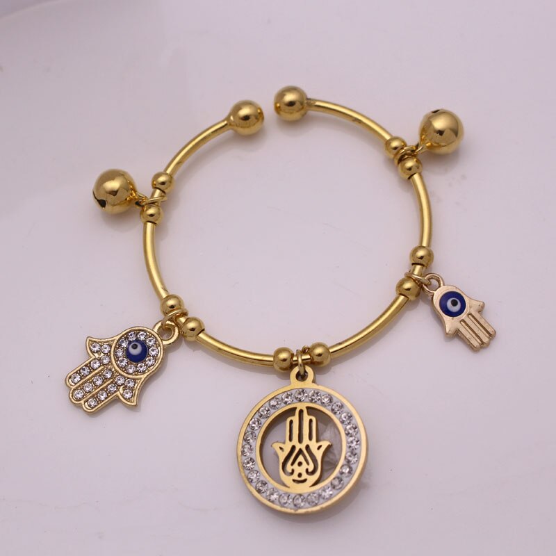 Musulman turc mauvais oeil hamsa main de fatima cuivre bébé enfant Bracelets