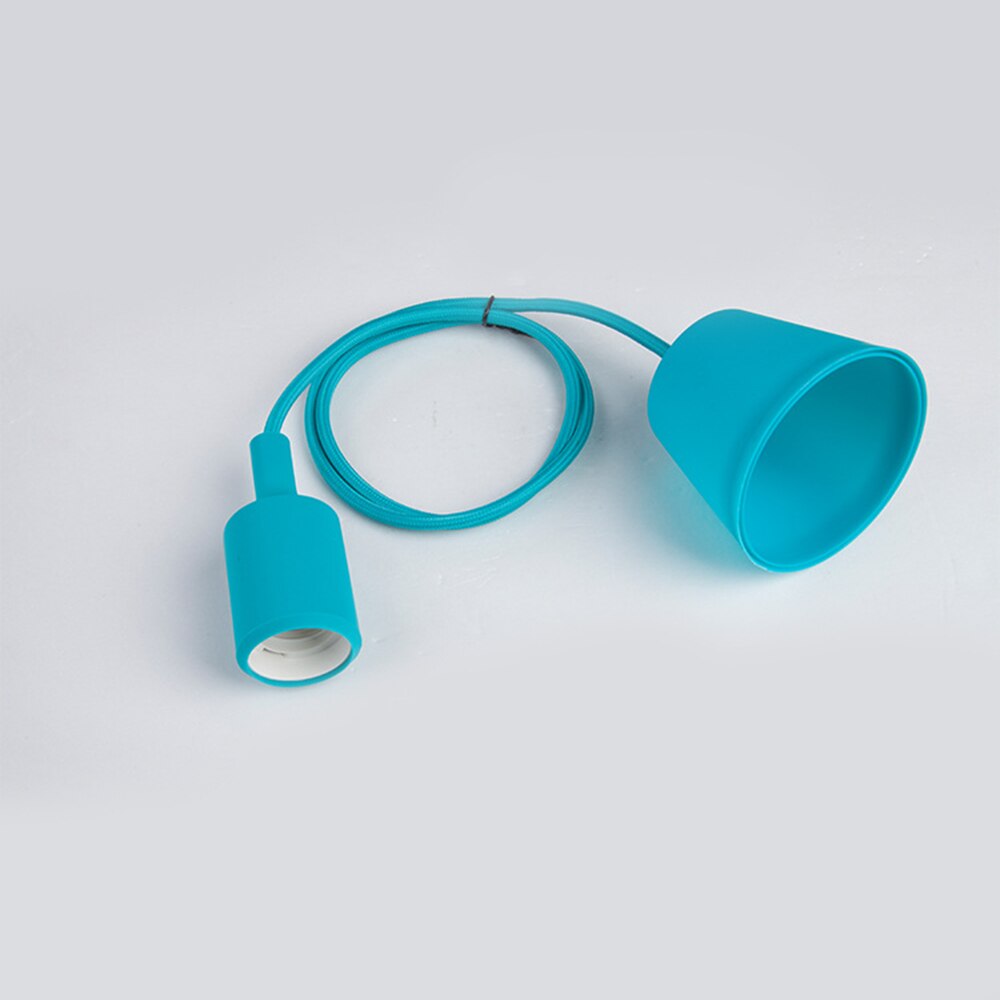 E27 Hängen Lampe Basis Birne Halfter DIY Buchse Bunte Silikon Linie Kronleuchter Beleuchtung Punkt Gummi Decke Leuchte Hause: Blau 2