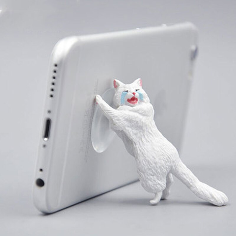 Cute Cat Phone Holder Tablets Desk Sucker Support Resin Mobile Phone Stand Holder Sucker Animal Holder For Smartphone