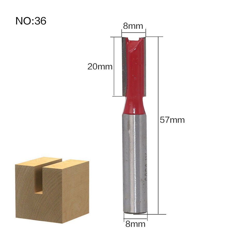 1 st 8mm Schacht hout router bit Rechte frees trimmer reiniging flush trim hoek ronde cove doos bits frezen Cutte: NO36