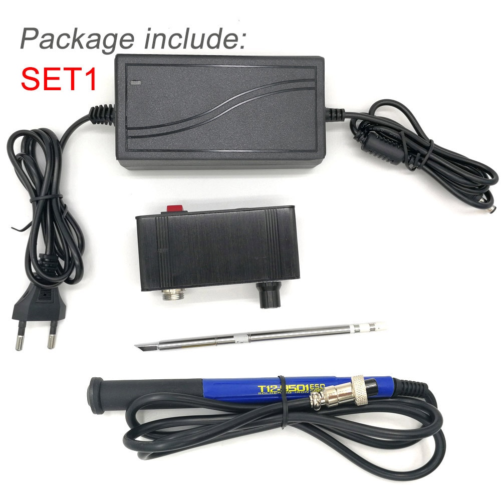 QUICKO MINI T12 STC OLED Estación de soldadura Digital 942 soldador electrónico de hierro con mango 9501 adpater de potencia 24V3A herramientas de soldadura