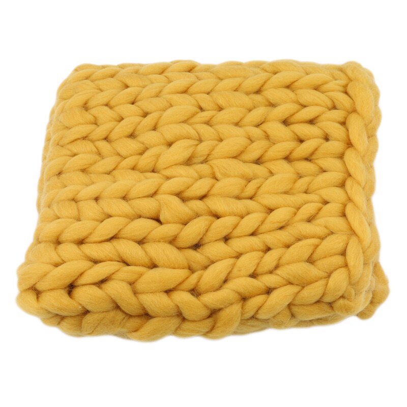 Arrivals knitted Wool Crochet Baby Blanket Newborn Photography Props Chunky Knit Blanket Basket Filler: yellow