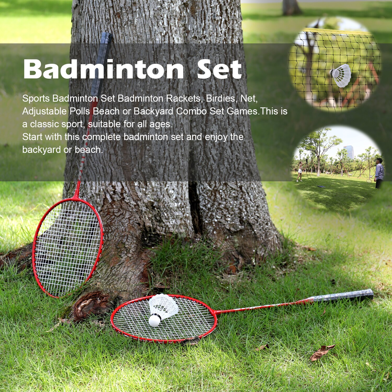 Sports badminton sæt badminton ketcher, fugle, net, justerbare afstemninger strand eller baghave combo sæt spil raquete de tenis