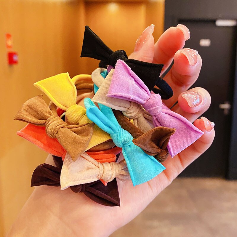 5 stk/sæt kvinder piger farverige sløjfe nylon elastiske hårbånd søde hår slips gummibånd scrunchie hårtilbehør