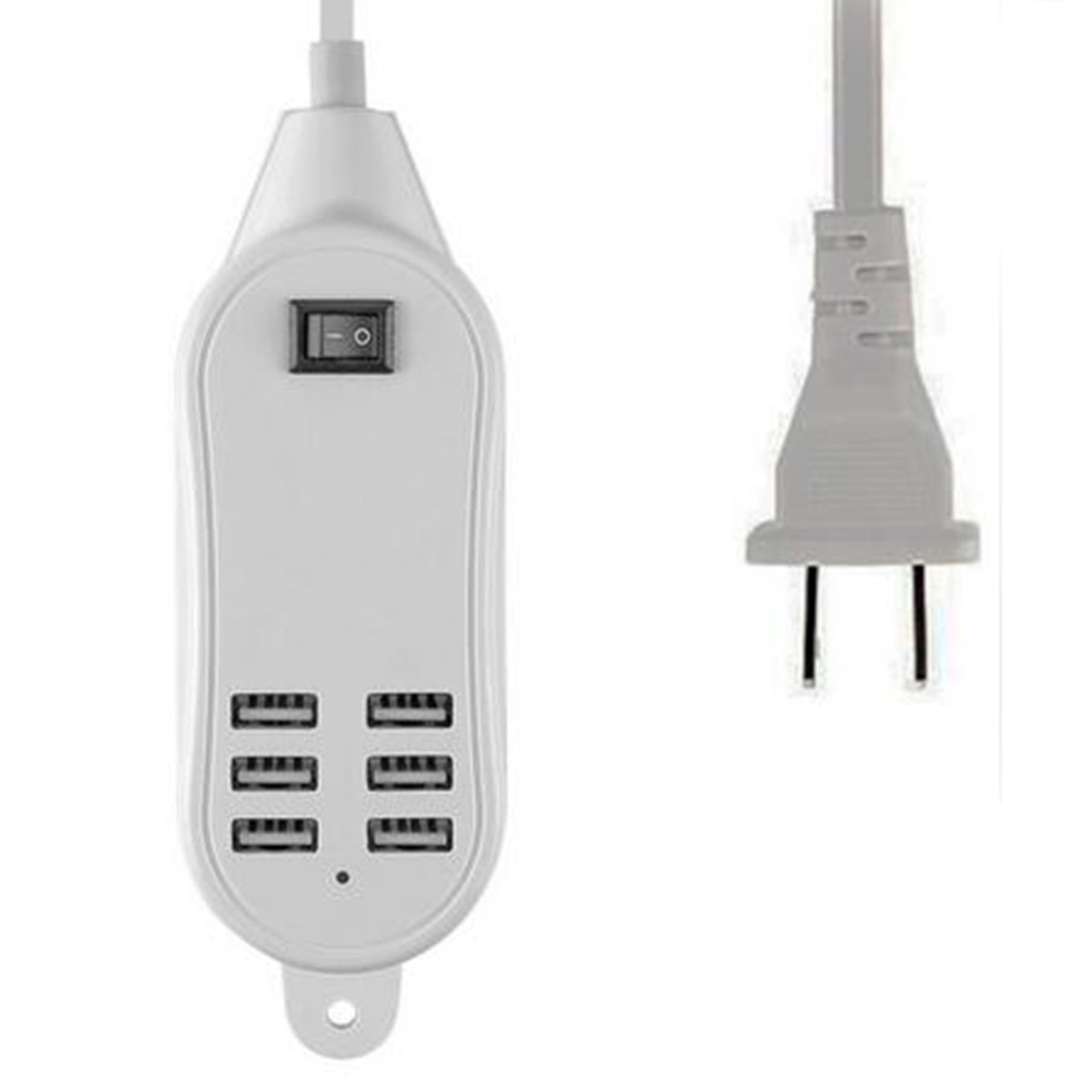 NOYOKERE 6 USB Ports Charger Hub Desktop EU/US/UK Plug Wall Socket Slots Charging Extension Socket Power Adapter