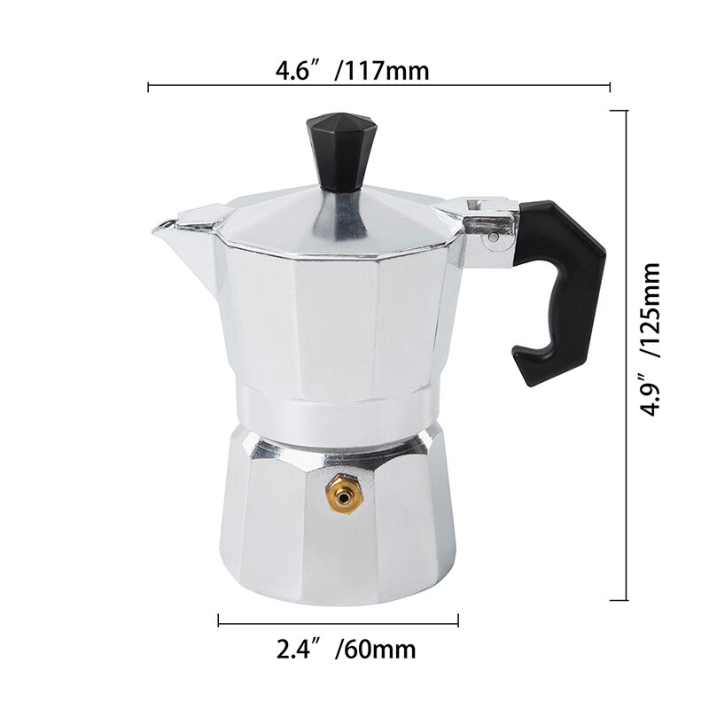 Aluminum Coffee Maker Pot Stovetop Espresso Maker Moka Pot Perfect Stove Top Cuban Coffee Kettle Brewer Percolator Cafe Tools: 1CUP 50ML