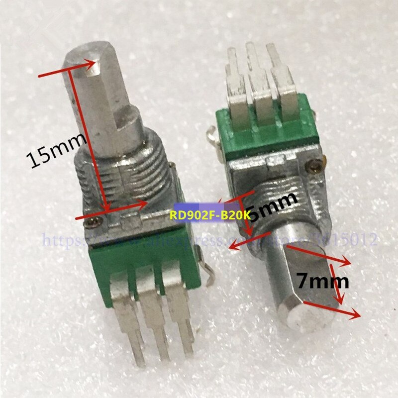 4PCS Precisie ALPHA RD902F B20K 15mm half-as buigen dubbele dual potentiometer schakelaar VOOR DJ mixer reparatie