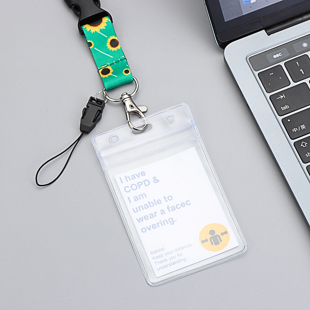 1 Set Lanyard + Mask Exemption Card Waterproof Durable Safe PVC Material ID Card or Keys Hodler Hidden Disability Lanyard