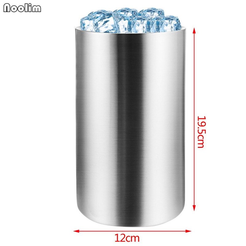 NOOLIM 1PC Stainless Steel Ice Bucket Wine Cooler Whisky Beer Wort Chiller With Barware Champagne Buckets
