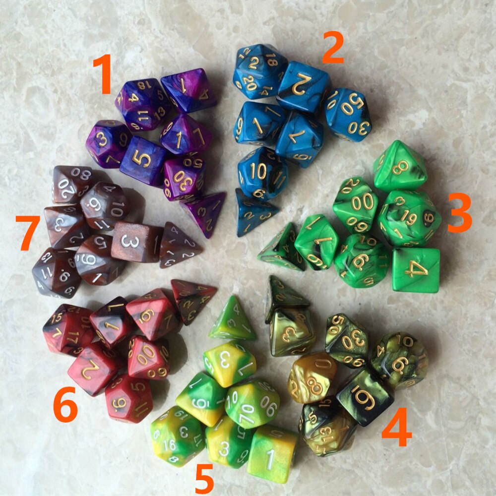 7 stücke Würfel einstellen mit Nebel wirkung d & d d4 d6 d8 d10 d % d12 d20 polyedrisch TRPG spiele Würfel einstellen für Bord Spiel: 5