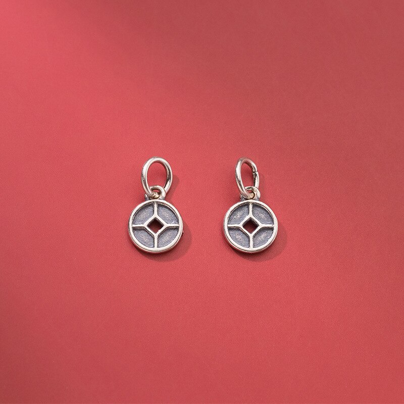 925 argent Sterling apporter Fortune pièce de monnaie chinoise Dangle breloques 8MM argent à venir pendentif en argent pour femmes hommes bijoux à bricoler soi-même faire