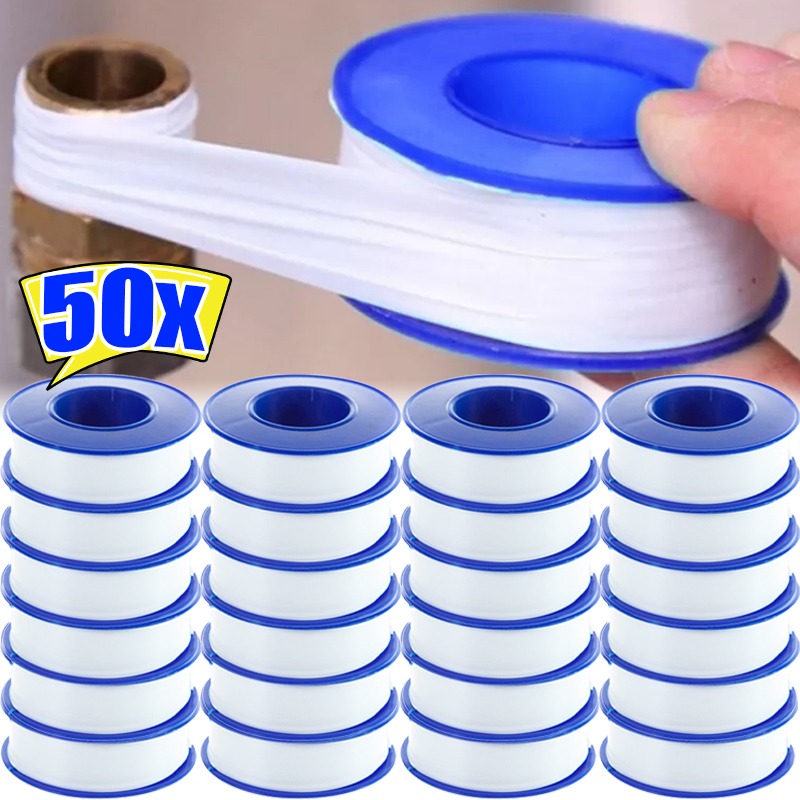 50/1 rouleaux de ruban d'étanchéité en fil PTFE, ruban de tuyau d'eau de plomberie à gaz, robinets de conduits industriels étanches de 10M, bandes d'étanchéité pour pomme de douche