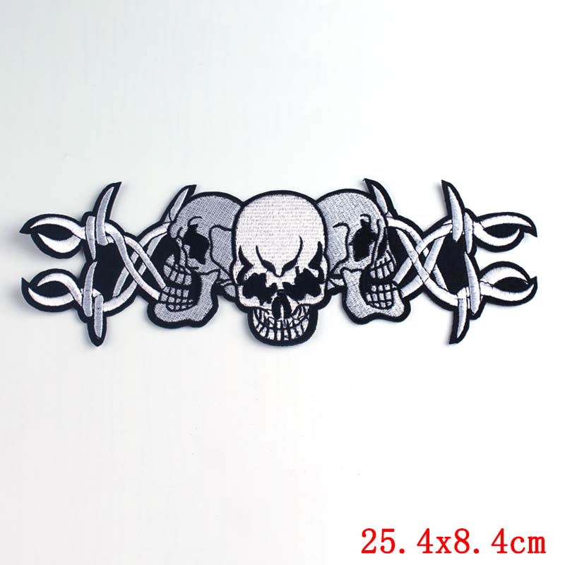 Parches de motociclista Punk para ropa, parches bordados con alas de calavera para ropa, pantalones vaqueros, chaqueta, apliques, insignias de parche para motocicleta: NICKEL
