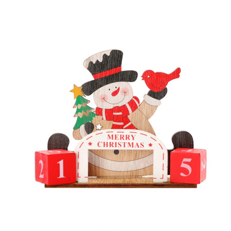 Wooden Christmas Advent Calendar With Painted Blocks Countdown To Christmas Home Desktop Ornament Decor Supplies: B