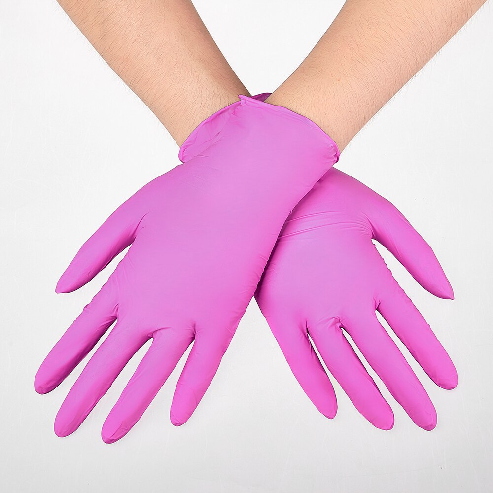 Nitrile Gloves Pink 100pcs/box Food Grade Waterproof Allergy Free Disposable Work Safety Gloves Household Nitrile Synthetic