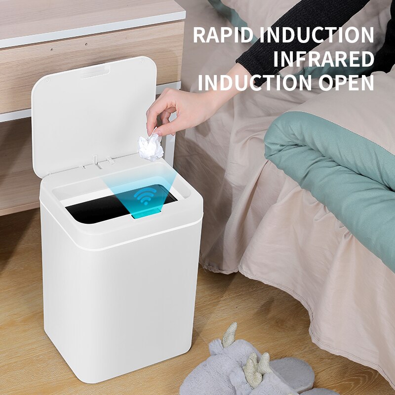 14/16L Intelligent Trash Bin Smart Automatic Trash Bins Induction Waste Bins Home Living Room Kitchen Bedroom Bathroom Trash Can