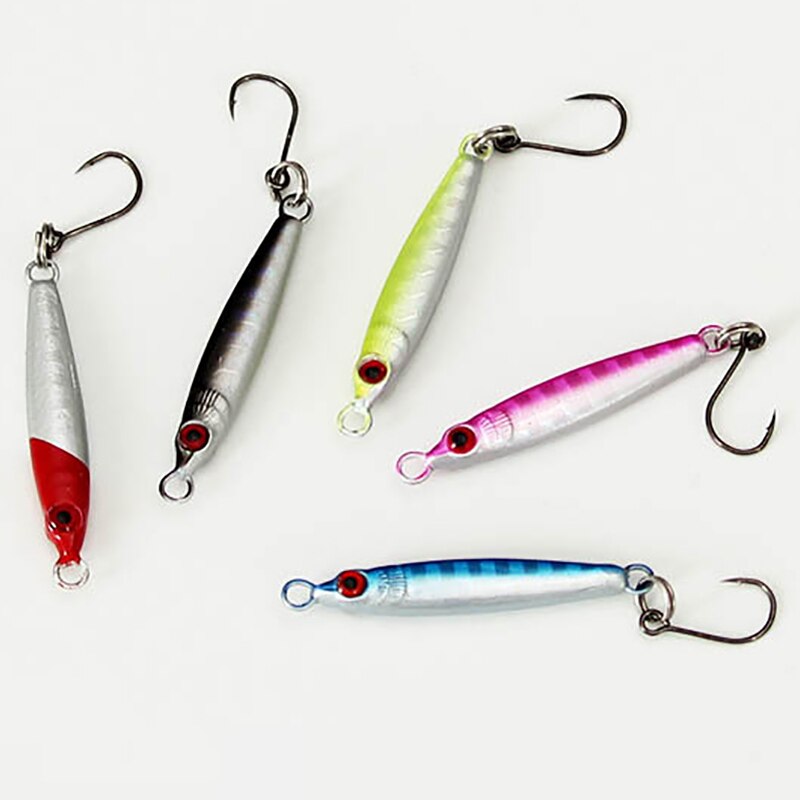 -5 Pcs/lote de la plantilla de Metal señuelo cuchara 3G/3,4 Cm cebo Artificial, la pesca Jigging Super duro plomo mar señuelo para pesca de lubina