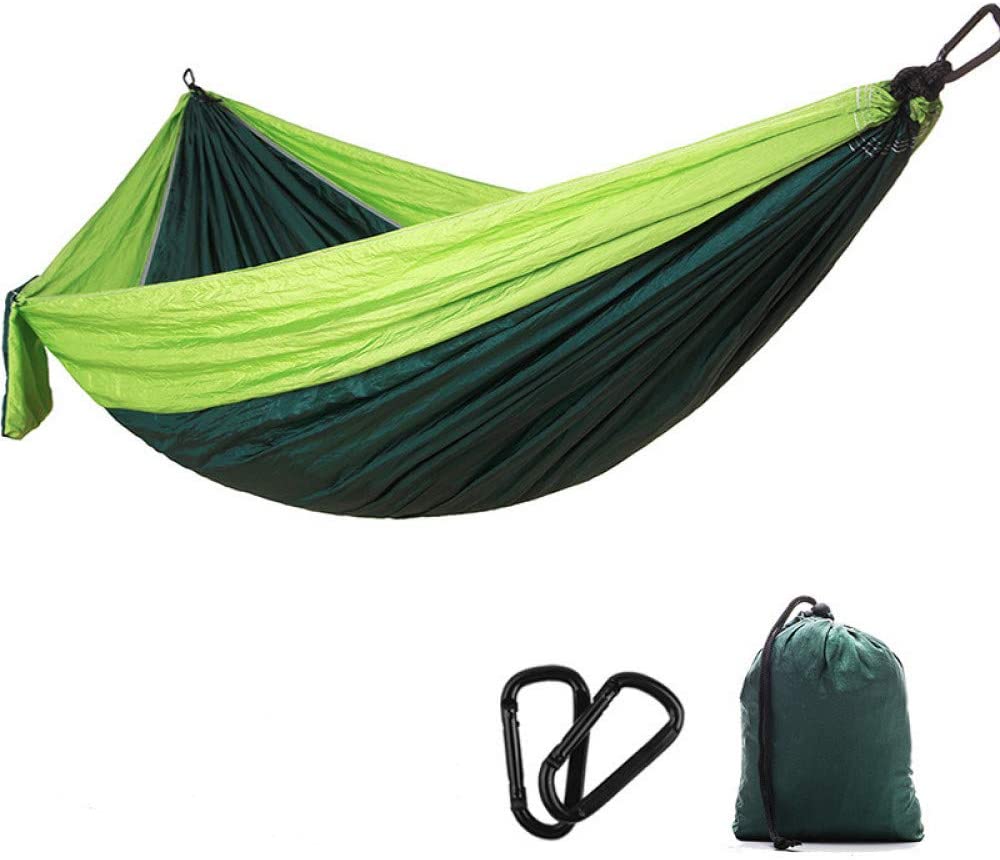 Ultra-Lightweight Portable 270 x 140cm Double Camping Hammock in Nylon for Travel, Garden, Beach, Yard, Hiking Green