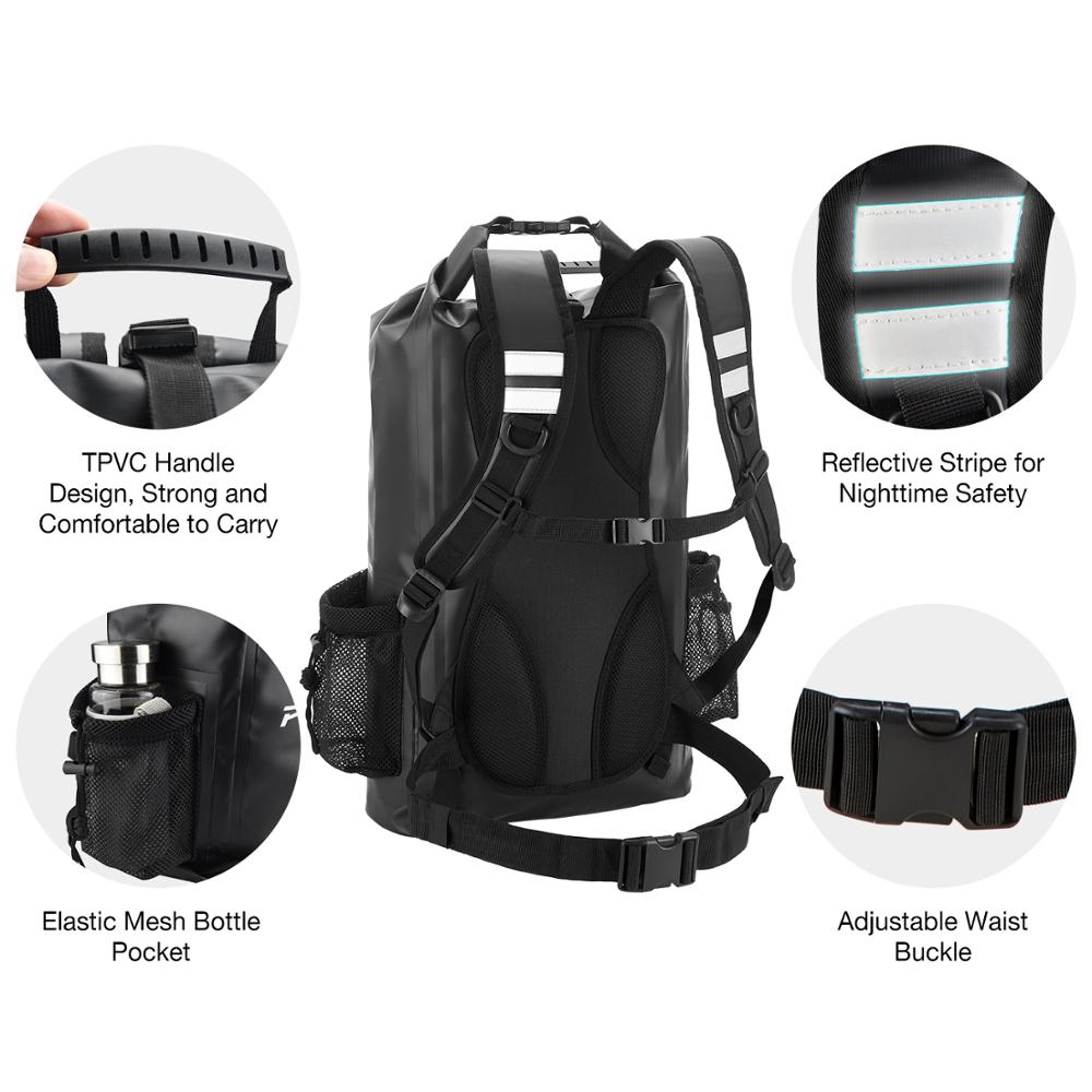 Piscifun 20L 40L 50L PVC Wrapper Dry Backpack Waterproof Phone Case Dry Bag Fishing Boating Swimming Floating Kayaking Rafting