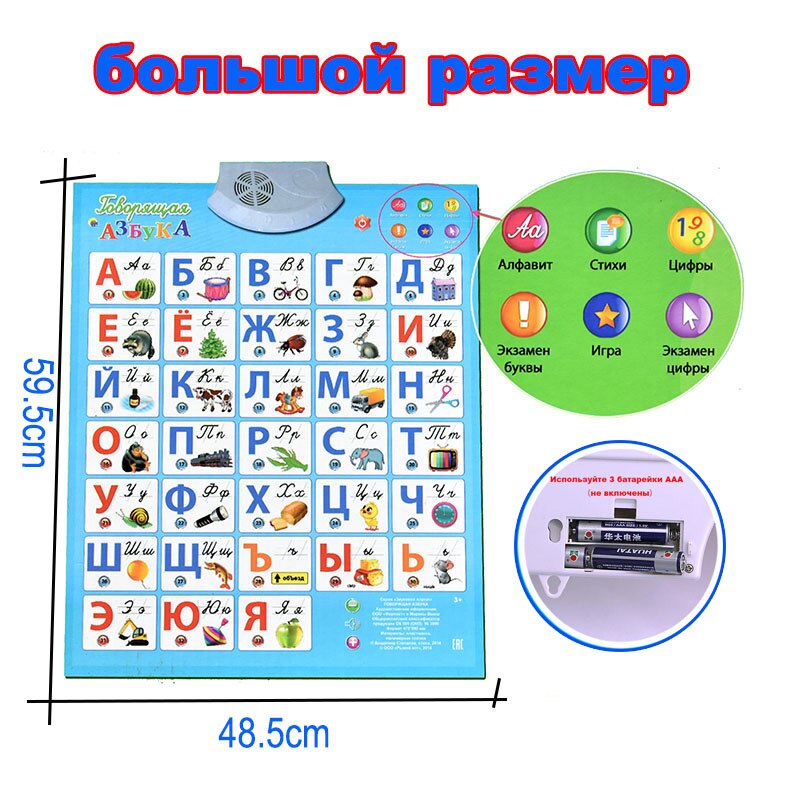 Rosyjska elektroniczna interaktywna ściana z alfabetem, rozmowa ABC i 123s i muzyczny plakat Homeschool kieszonkowe dzieci prezent edukacyjny