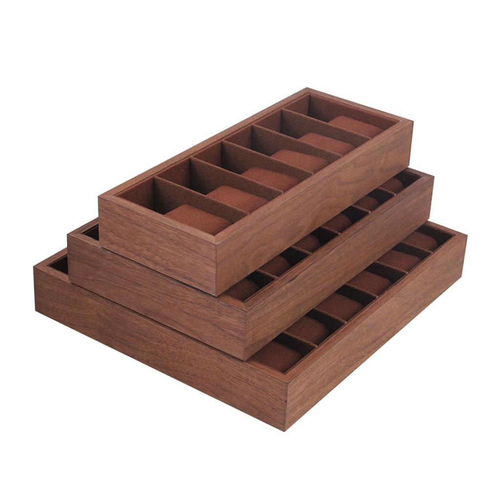 Wood Watch Box Display Tray with Pillow Jewelry Organizer Container 6/12/18 Slot Watch Case for Cuff links Earrings Bracelets