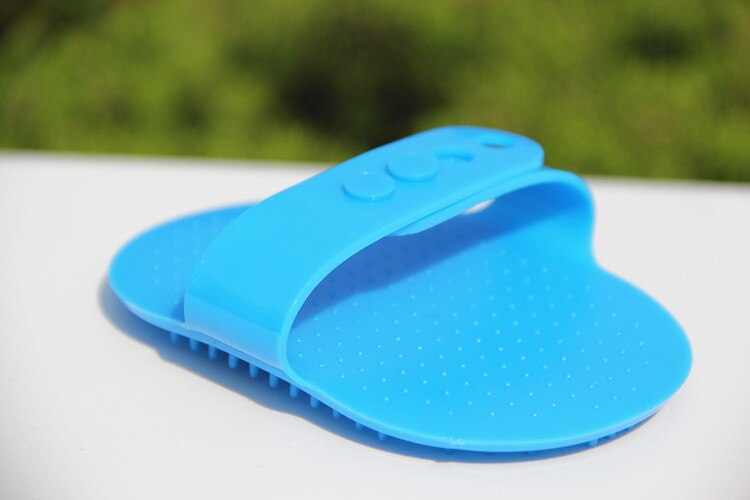 Guma silikonowa rękawica robić pielęgnacji zwierząt domowych szczotka robić kąpieli grzebień dla psa z masażem włosy kota usuwanie rękawice z jednym palcem De-rzuca narzędzie: Niebieski