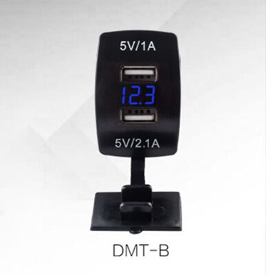 Waterproof 12V-24V Dual USB Plug Car Motorcycle Cigarette Lighter Socket Car Charger LED Digital Voltmeter Meter Electronic: Blue