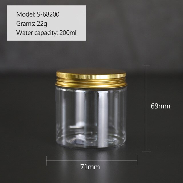 50ml/100ml/150ml/200ml/300ml Plastic Jar With Lid Screw Iron Transparent Container Kitchen Storage Jar Food Storage Containers: 200ML