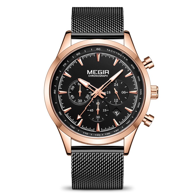 Megir Business Sport Heren Horloge Trend Multifunctionele Lichtgevende Waterdichte Horloges Mannelijke Relogio Masculino 2153: Rose black