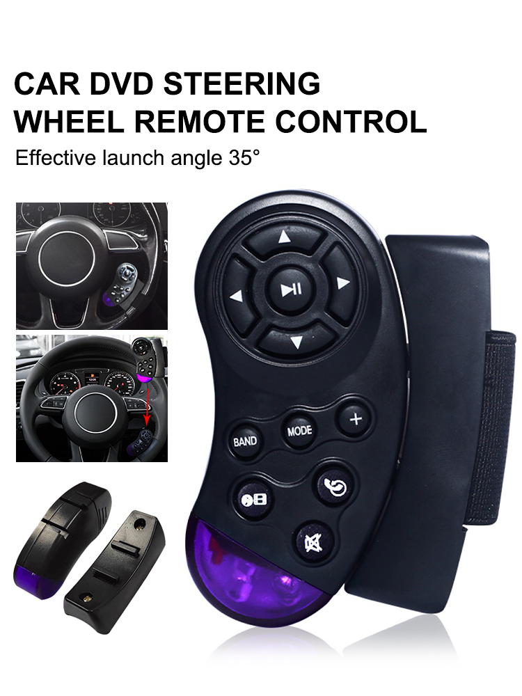 Mando a distancia Universal para volante de coche, reproductor Multimedia de 11 teclas, Radio de Control inalámbrico para coche, DVD, VCD, funciona con batería