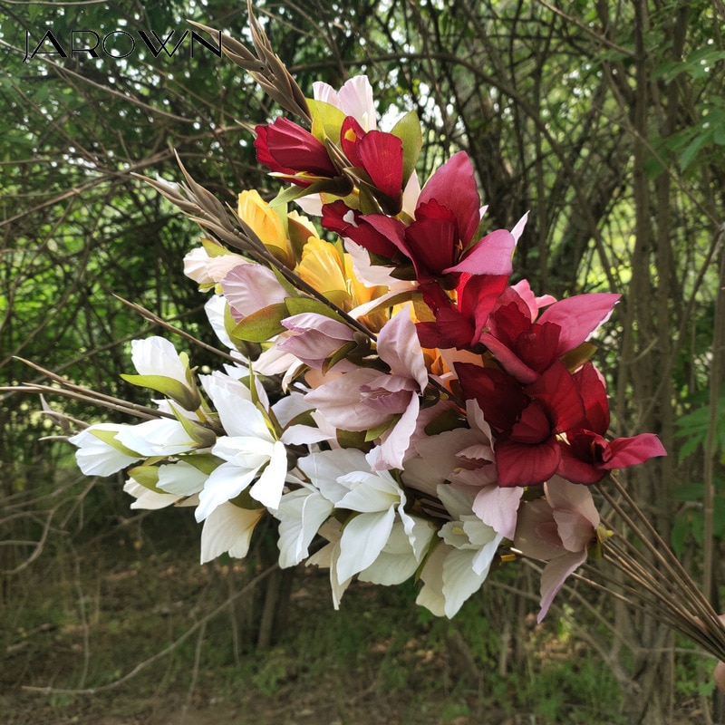 Jarown kunstig blomst gladiolus orkidé blomst silke enkelt blomster gren bryllup boligindretning gør-det-selv blomsterarrangement materialer