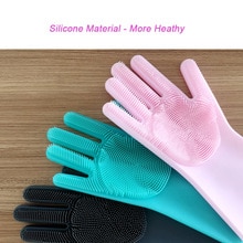 Guantes de goma para fregar platos, esponja de limpieza de grado alimenticio, multiusos, mágicos, 1 par