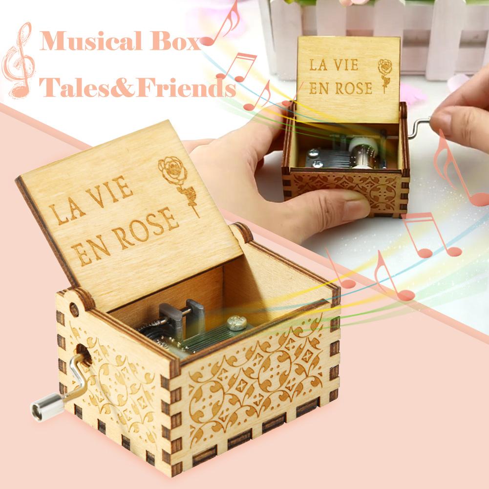 2022 Antique Wooden Music Box Hand Cranked Wooden Musical Box Christmas Musica Theme Birthday Vintage Music Box