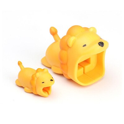 Fffas kabel opruller bid sød tiger lænd bjørn dyr kabelbeskytter usb kabel organizer chompers oplader ledning holder til iphone: Løve