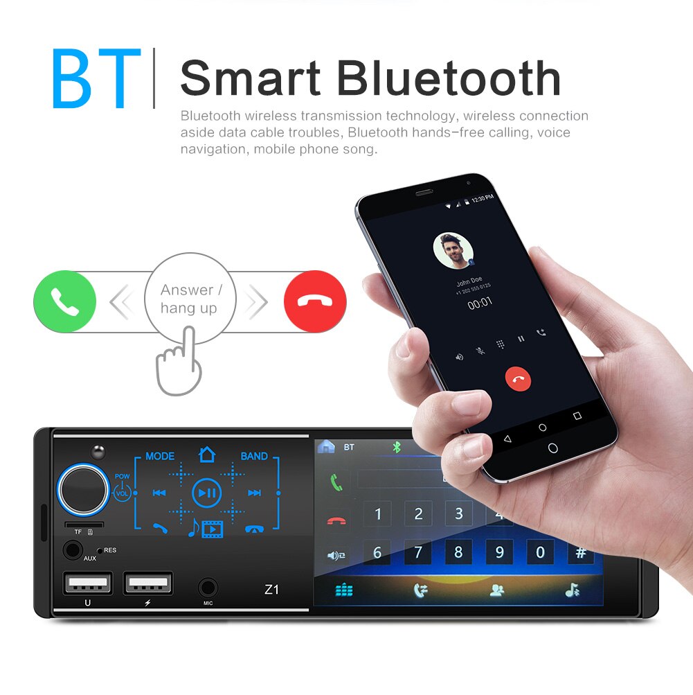 1 din Car Radio 4.1" Inch Touch Screen Car Stereo Multimedia MP5 Player Bluetooth RDS Dual USB Support Micphone Autoradio