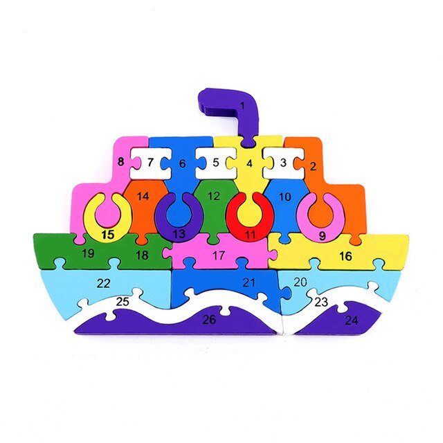 Colorful Kids 3D Puzzle Wooden Toys Cartoon Animal Traffic Jigsaw Montessori Early Learning Educational Toys For Children: Boat 5