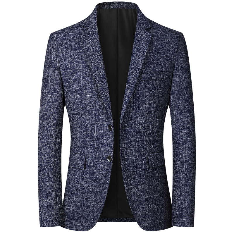 Suit Coat Man Simple Solid Color Long Sleeve Male Outerwear Non-ironing Single-breasted Business Casual Men Blazer: XXXL / Navy Blue